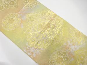 アンティーク　服部織物製　こはく錦　二重箔華文織り出し袋帯(材料)